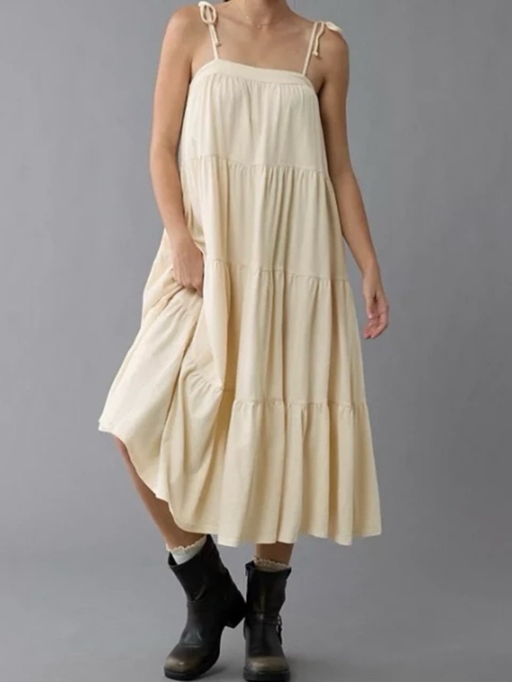NWT AE Sunchaser Knit Tie Shoulder Maxi Dress